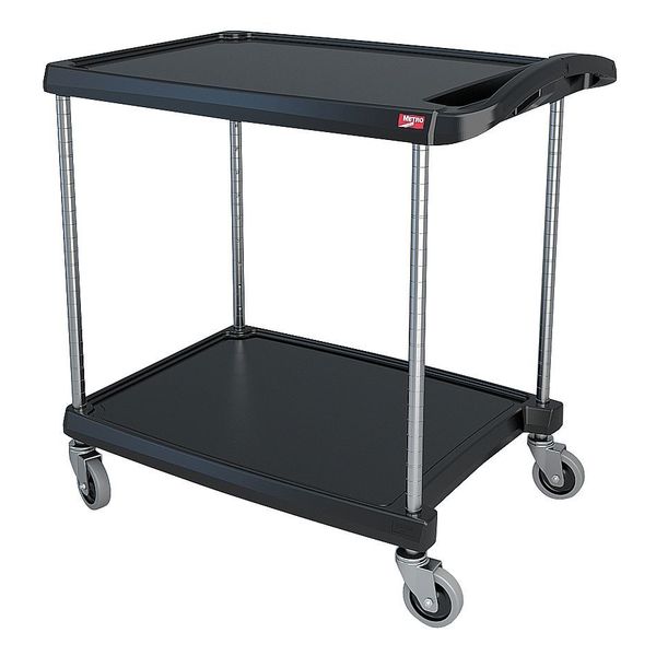 Polymer (Shelf) Utility Cart with Lipped Plastic Shelves, Flat, 2 Shelves, 300 lb