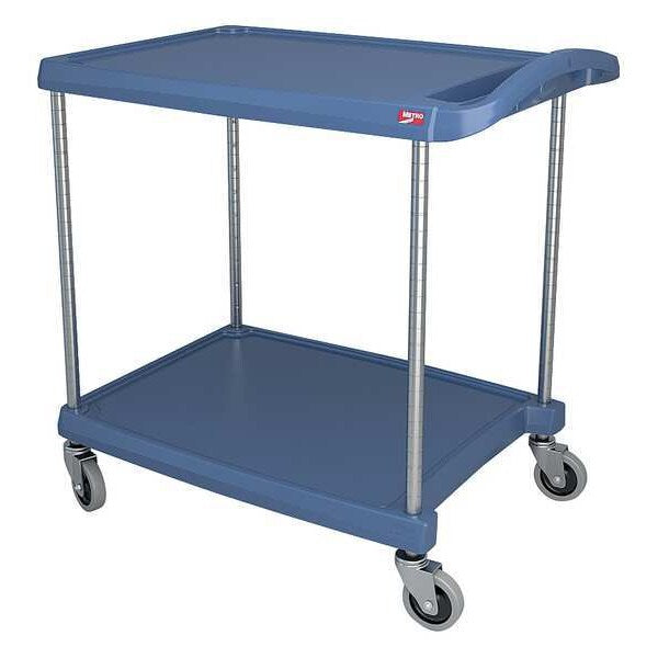 Polymer (Shelf) Utility Cart with Antimicrobial Lipped Plastic Shelves, Flat, 2 Shelves, 300 lb