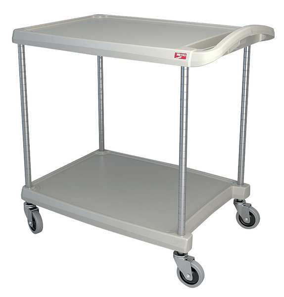 Polymer (Shelf) Utility Cart with Lipped Plastic Shelves, Flat, 2 Shelves, 300 lb