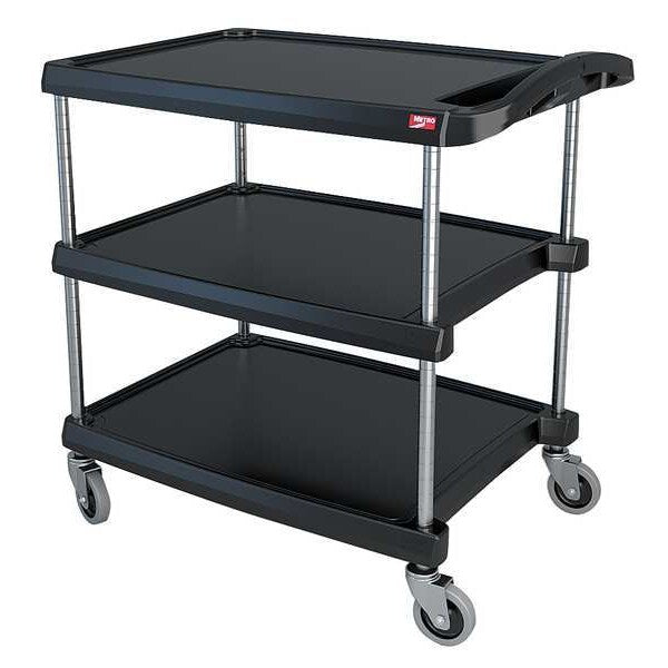 Polymer (Shelf) Utility Cart with Lipped Plastic Shelves, Flat, 3 Shelves, 400 lb