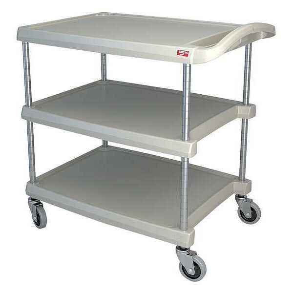 Polymer (Shelf) Utility Cart with Lipped Plastic Shelves, Flat, 3 Shelves, 400 lb
