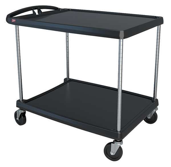 Polymer (Shelf) Utility Cart with Lipped Plastic Shelves, Flat, 2 Shelves, 400 lb