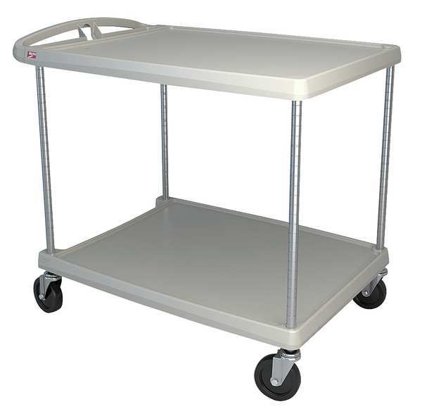 Polymer (Shelf) Utility Cart with Lipped Plastic Shelves, Flat, 2 Shelves, 400 lb
