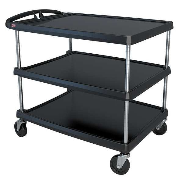 Polymer (Shelf) Utility Cart with Lipped Plastic Shelves, Flat, 3 Shelves, 500 lb