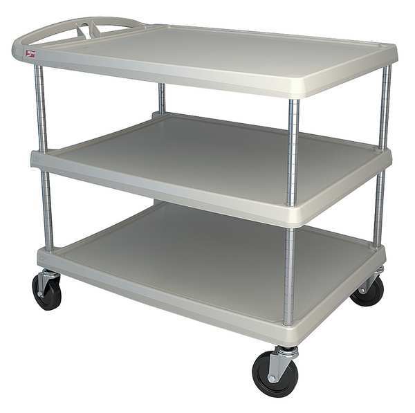 Polymer (Shelf) Utility Cart with Lipped Plastic Shelves, Flat, 3 Shelves, 500 lb