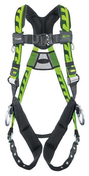 Full Body Harness, Vest Style, L/XL, Polyester, Green