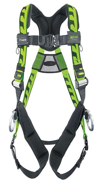 Full Body Harness, Vest Style, L/XL, Polyester, Green