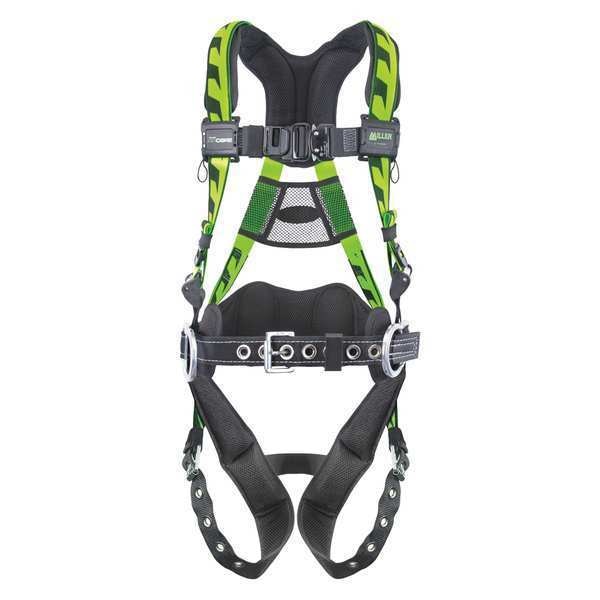 Full Body Harness, Vest Style, L/XL, Polyester, Green
