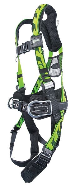 Full Body Harness, Vest Style, L/XL, Polyester, Green