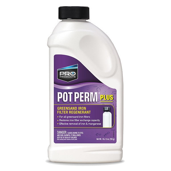 Potassium Permanganate, Pot Perm, Removes Iron/Manganese, 28 oz Bottle, For Greensand Iron Filters