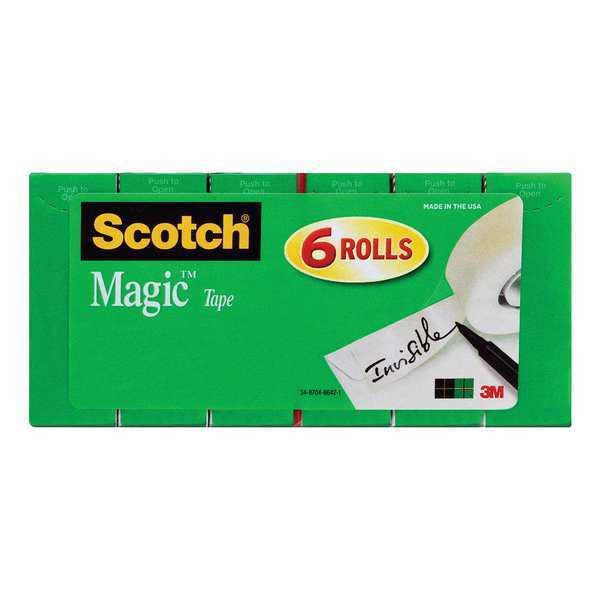 Office Tape, Transparent, 3/4x1000In, PK6