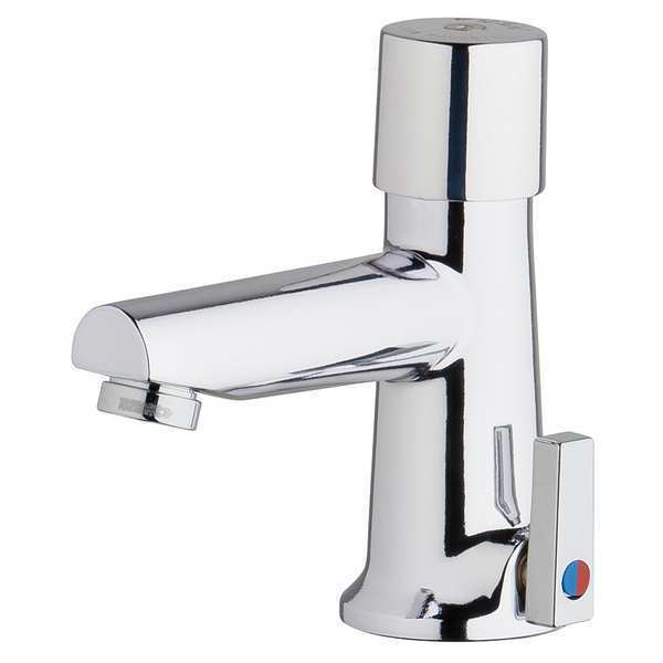 Metering Single Hole Mount, 1 Hole Straight Spout Bathroom Faucet, Chrome plated