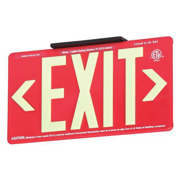 Exit Sign, 8 5/8 in x 15 7/8 in, Plastic
