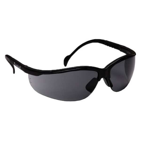 Safety Glasses, Wraparound Gray Polycarbonate Lens, Anti-Fog, Scratch-Resistant