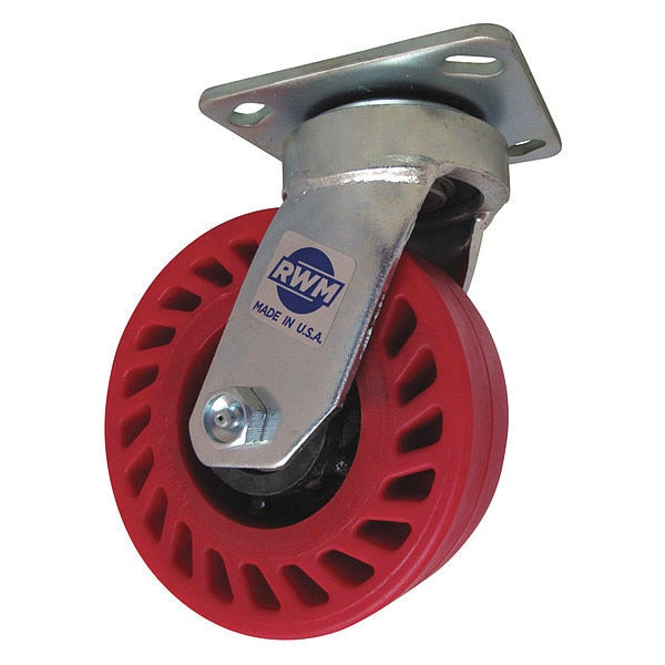 Rigid Plate Caster, Polyurethane, 1200 lb.