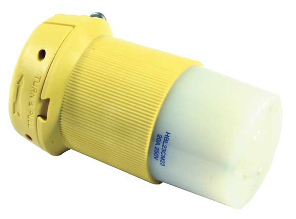 20A Midget Locking Connector 2P 3W 240VAC L6-20R YL