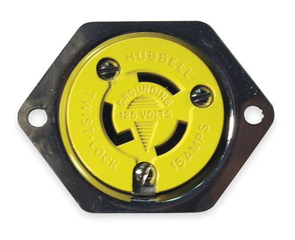 15A Marine Flanged Locking Receptacle 2P 3W 125VAC