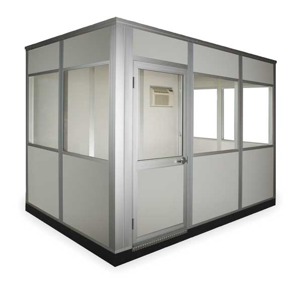 4-Wall Modular In-Plant Office, 8 1/2 ft H, 10 ft W, 8 ft D, Gray