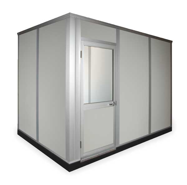 4-Wall Modular In-Plant Office, 8 1/2 ft H, 10 ft W, 8 ft D, Gray