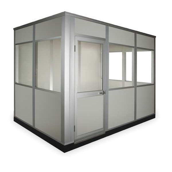 4-Wall Modular In-Plant Office, 8 1/2 ft H, 10 ft W, 8 ft D, Gray