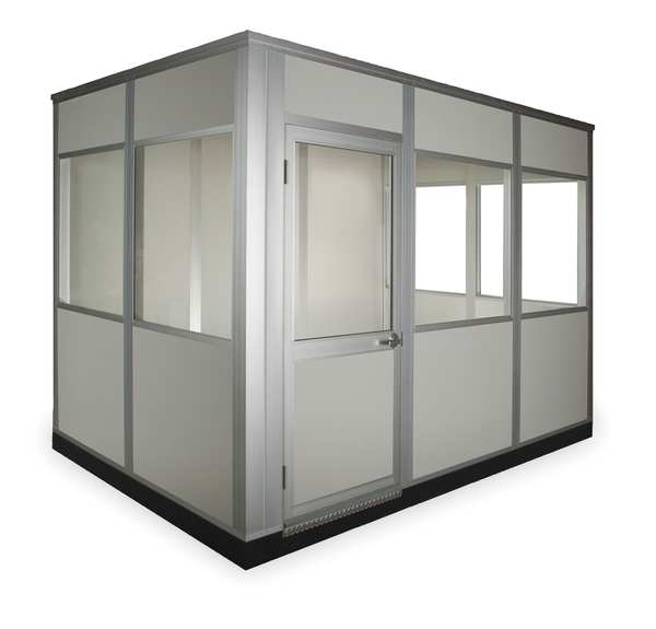4-Wall Modular In-Plant Office, 8 1/2 ft H, 12 ft W, 8 ft D, Gray