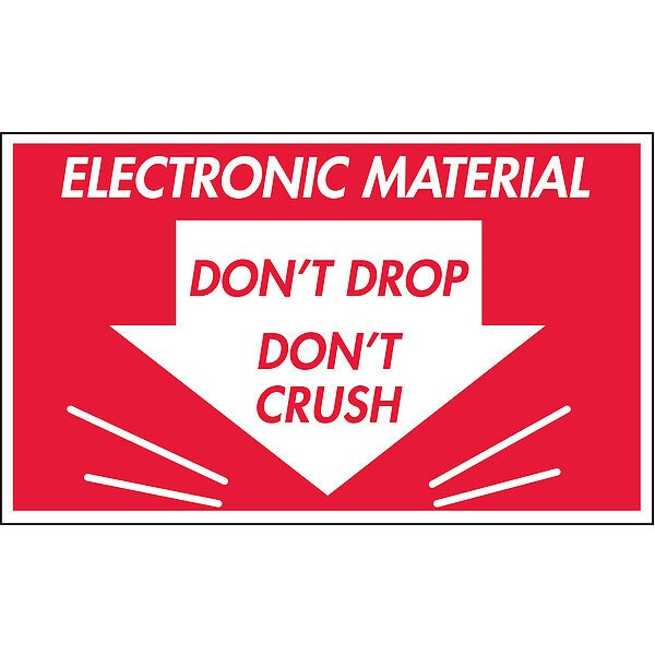 Shipping Labels, Red/White, 5 In. W, PK50