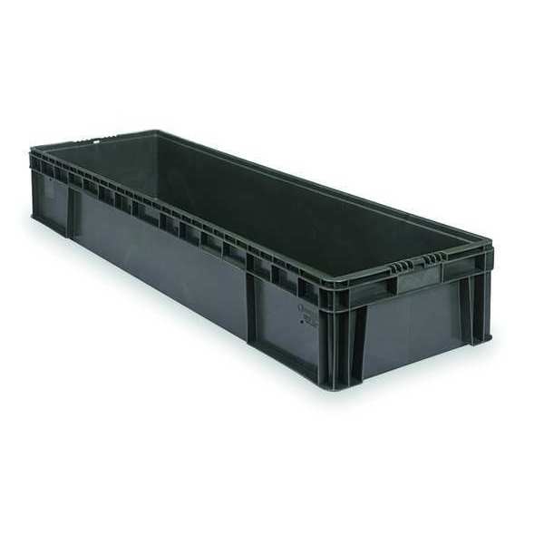 Straight Wall Container, Gray, Polyethylene, 48 in L, 15 in W, 7 1/2 in H