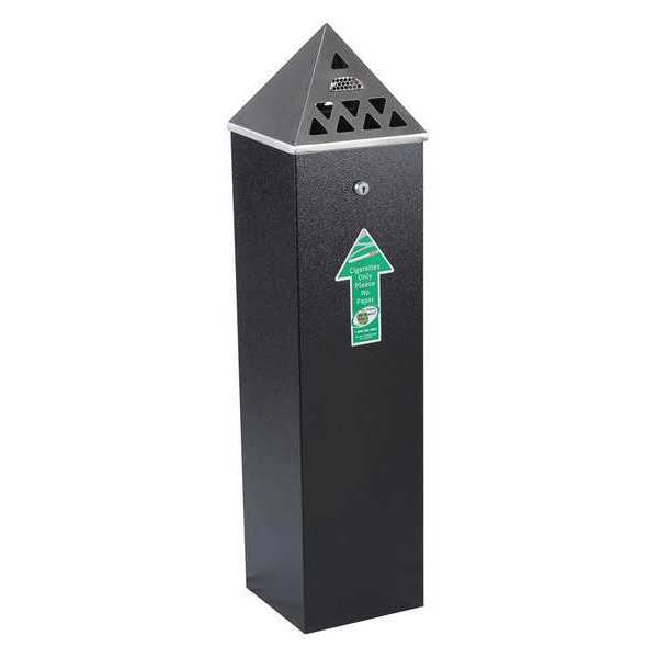Cigarette Receptacle, 1-3/4 gal., Black