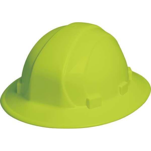 Full Brim Hard Hat, Type 1, Class E, Ratchet (6-Point), Hi-Vis Lime