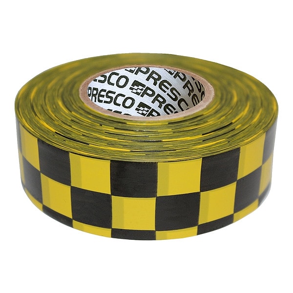 Flagging Tape, Yllw/Blk, 300 ft x 1-3/8 In
