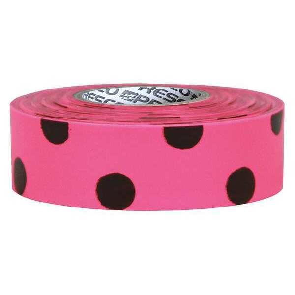 Flagging Tape, Pink Glo/Blk, 150ft, 1-3/8In