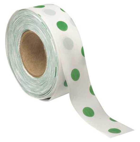Flagging Tape, White/Grn, 300ft x 1-3/8In