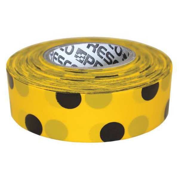 Flagging Tape, Yllw/Blk, 300 ft x 1-3/8 In