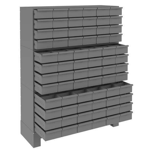 Steel Enclosed Bin Shelving, 34 in W x 48-1/8 in H x 12 1/4 in D, 12 Shelves, Gray