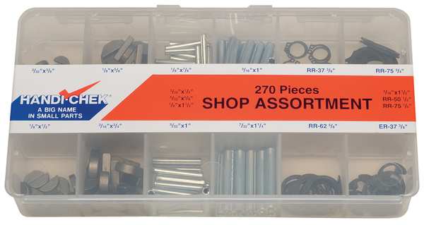 Combination w/ Woodruff Keys, Spring Pins, External Retaining Rings, And E-Rings, -