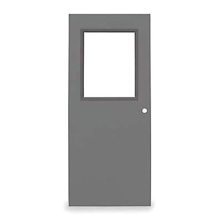 Half Glass Steel Door, 80 in H, 30 in W, 1 3/4 in Thick, 18-gauge, Type: 2