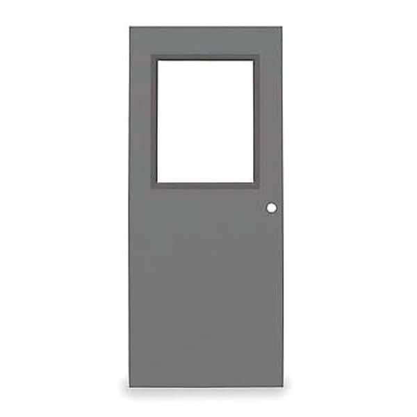 Half Glass Steel Door, 84 in H, 48 in W, 1 3/4 in Thick, 18-gauge, Type: 1