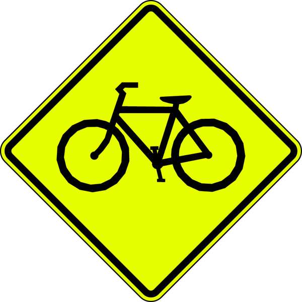 Bike Crossing Pictogram Traffic Sign, 30 in Height, 30 in Width, Aluminum, Diamond, No Text