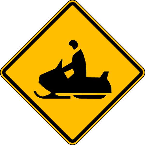 Snowmobile Crossing Traffic Sign, 12 in Height, 12 in Width, Aluminum, Diamond, No Text