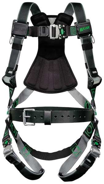 Full Body Harness, Vest Style, L/XL, Polyester, Black
