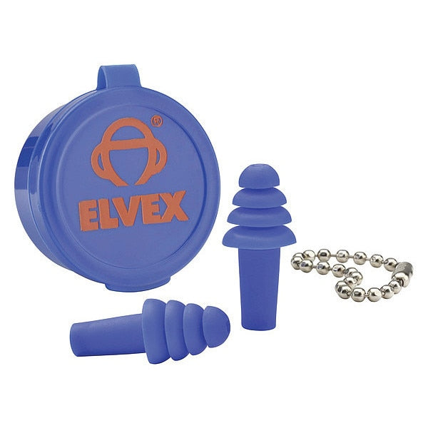 Reusable Uncorded Ear Plugs, Flanged Shape, 25 dB, 50 Pairs, Blue