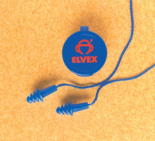 Reusable Corded Ear Plugs, Flanged Shape, 25 dB, 50 Pairs, Blue