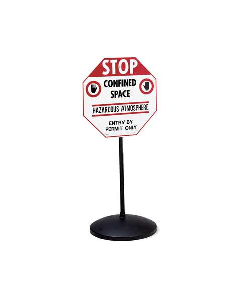 Sign Post, 48 in Steel Post, 18 in dia Cast Iron Base, Black