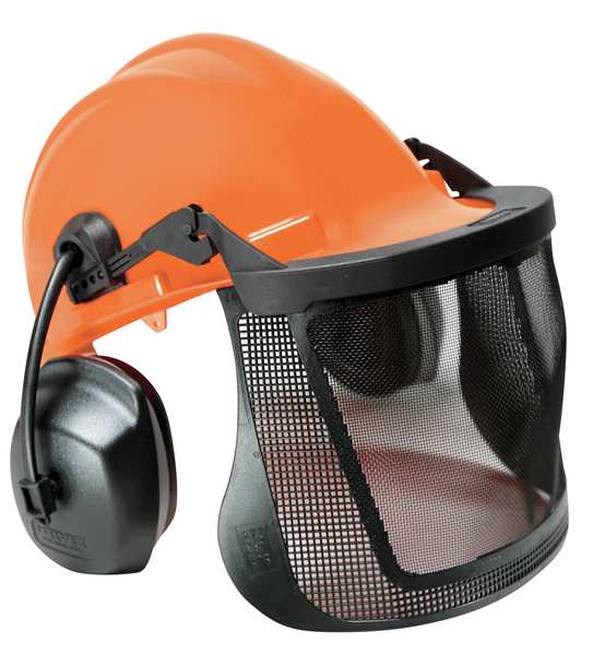 Front Brim Hard Hat, Type 1, Class E, Ratchet (6-Point), Orange (Cap)/Black (Muff)