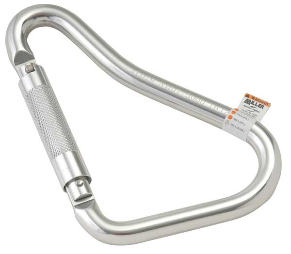 Carabiner, Twist-Lock, 8 5/8 in L, Aluminum, Silver