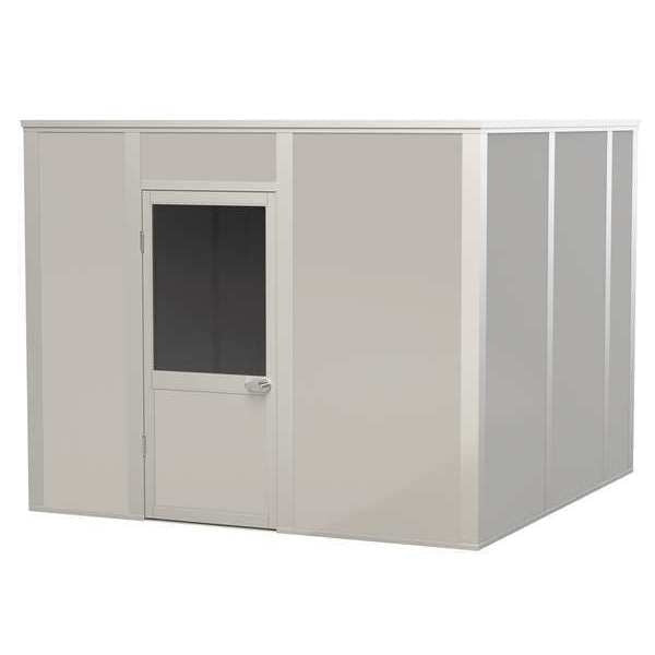 4-Wall Modular In-Plant Office, 8 ft H, 10 ft W, 10 ft D, Gray