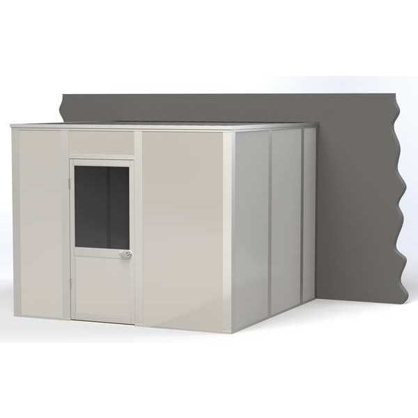 3-Wall Modular In-Plant Office, 8 ft H, 10 ft W, 10 ft D, Gray