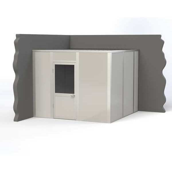 2-Wall Modular In-Plant Office, 8 ft H, 10 ft W, 10 ft D, Gray
