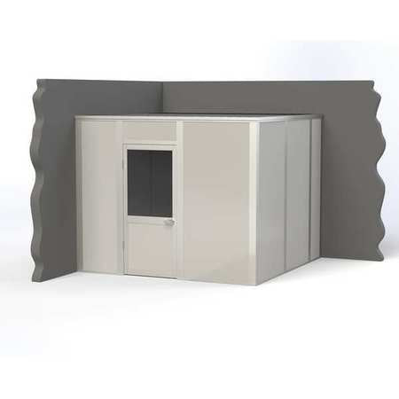 2-Wall Modular In-Plant Office, 8 ft H, 10 ft W, 10 ft D, Gray