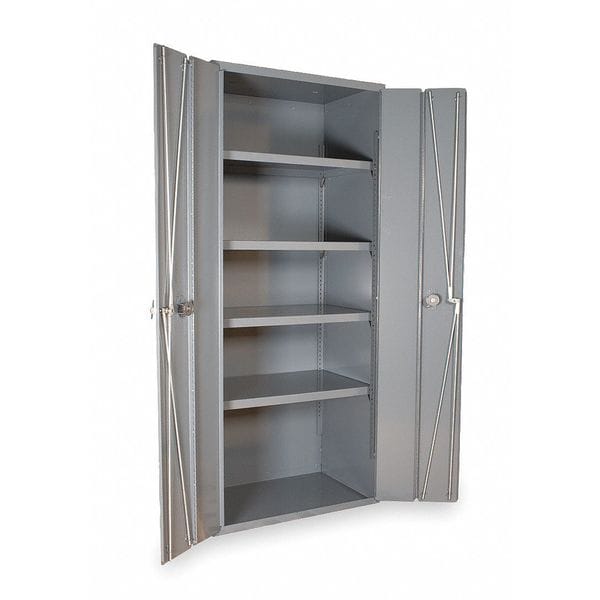 14 ga. ga. Steel Storage Cabinet, 36 in W, 84 in H, Stationary